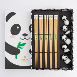 Spisepinde med holdere gavesæt - Panda